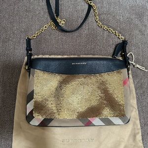 BURBERRY PEYTON HOUSE CHECK SEQUIN CROSSBODY